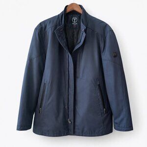 Men's Dark Navy Softshell Stand Collar Zip Front Jacket Coat Size L, Tumi Tech